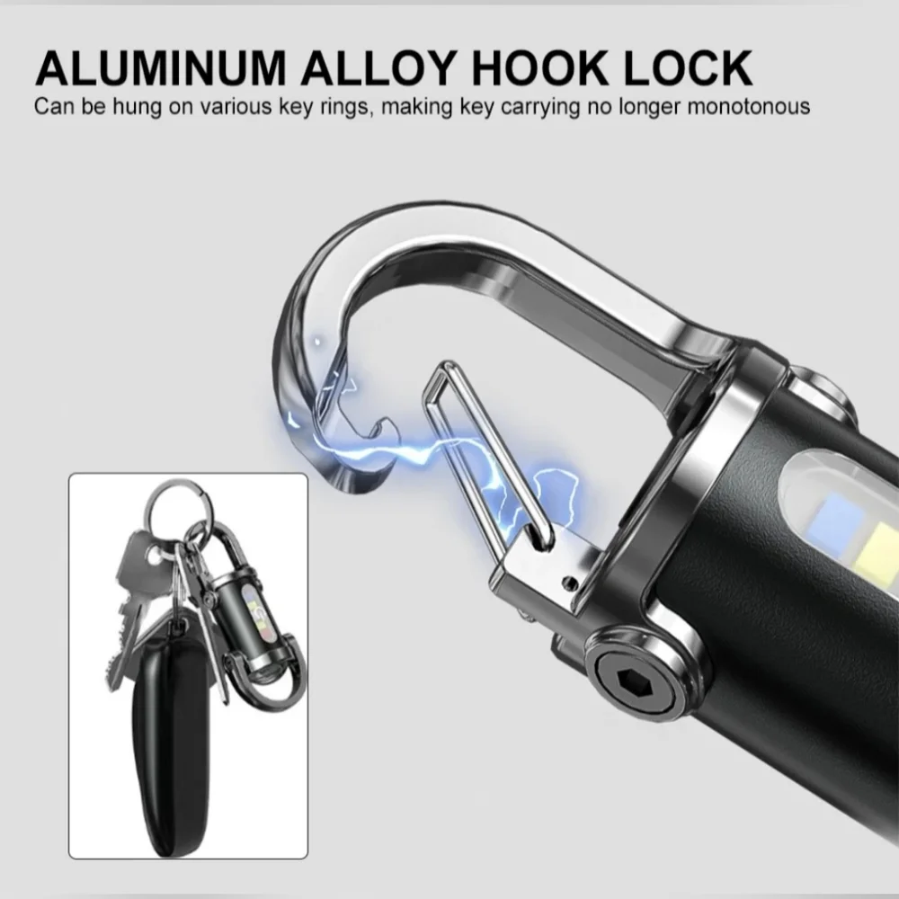 1200LM Super Bright Mini Led Flashlights USB Rechargeable Small Waterproof Keych